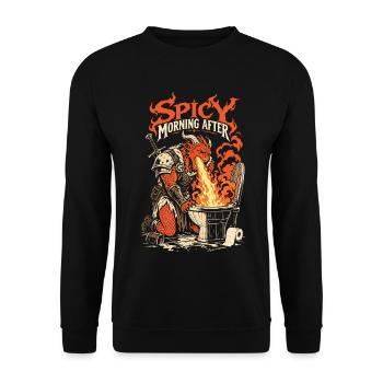 Dragonborn Hangover: Scharfes Rollenspiel-Meme am Morgen danach - Unisex Pullover - Schwarz - Vorne - Alina (178cm) & Michal (187cm)