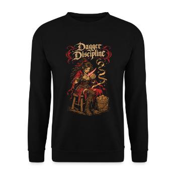 Elf Schurke schäelt Kartoffeln – Abenteurer-Aufgaben - Unisex Pullover - Schwarz - Vorne - Alina (178cm) & Michal (187cm)