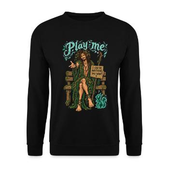 Flirty Druid: Alles, was du willst, TTRPG-Kunst - Unisex Pullover - Schwarz - Vorne - Alina (178cm) & Michal (187cm)