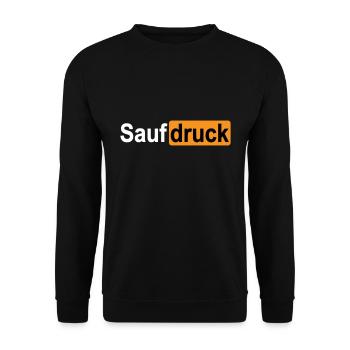 Saufdruck | SAUFEN - cooles Party Design. - Unisex Pullover - Schwarz - Vorne - Alina (178cm) & Michal (187cm)