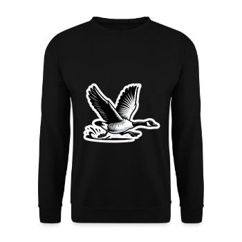 Lustige kanadische Gans - Unisex Pullover - Schwarz - Vorne - Alina (178cm) & Michal (187cm)