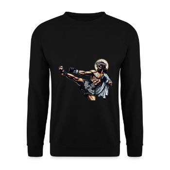 Muay Thai Jesus Geschenk Thai Boxen Kickboxen - Unisex Pullover - Schwarz - Vorne - Alina (178cm) & Michal (187cm)