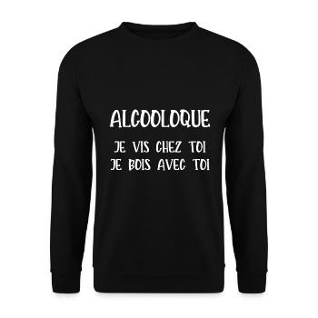 alcooloque - Sweat-shirt Unisexe - noir - Devant - Alina (178cm) & Michal (187cm)