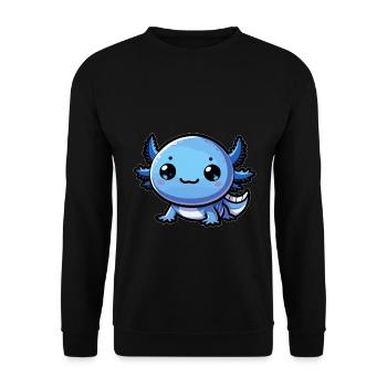 Cadeau mignon bleu Axolotl Axolotl - Sweat-shirt Unisexe - noir - Devant - Alina (178cm) & Michal (187cm)
