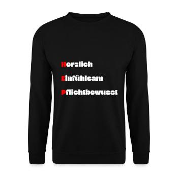 Heilerziehungspfleger HEP MFA Herz Spruch - Unisex Pullover - Schwarz - Vorne - Alina (178cm) & Michal (187cm)