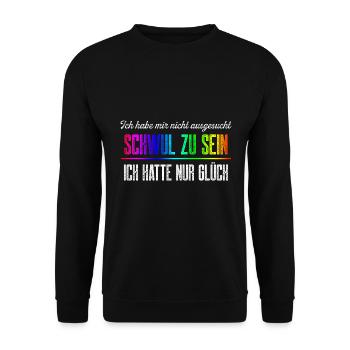 Glück Schwul zu sein / CSD Gay pride Design - Unisex Pullover - Schwarz - Vorne - Alina (178cm) & Michal (187cm)