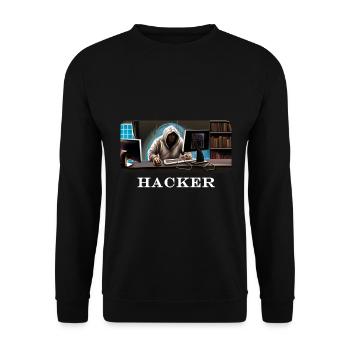 hacker - Unisex Pullover - Schwarz - Vorne - Alina (178cm) & Michal (187cm)