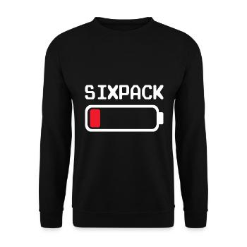 Lustiges Waschbrettbau Design - Sixpack Batterie - Unisex Pullover - Schwarz - Vorne - Alina (178cm) & Michal (187cm)