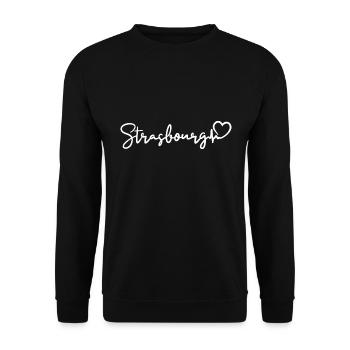 Strasbourg Herzschlag Frankreich Stadt Straßburg - Unisex Pullover - Schwarz - Vorne - Alina (178cm) & Michal (187cm)