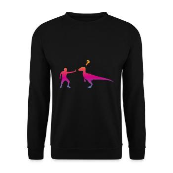 Velociraptor Dinosaurier - Unisex Pullover - Schwarz - Vorne - Alina (178cm) & Michal (187cm)