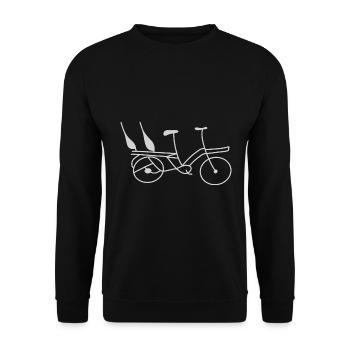 Lustiges Geschenk für Fahrradfahrer mit Lastenrad - Unisex Pullover - Schwarz - Vorne - Alina (178cm) & Michal (187cm)