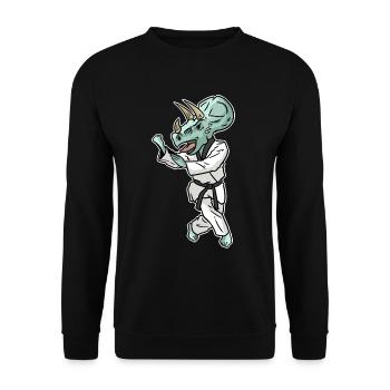 Triceratops Taekwondo Dinosaur Karate Gift - Unisex Sweatshirt - black - Front - Alina (178cm) & Michal (187cm)