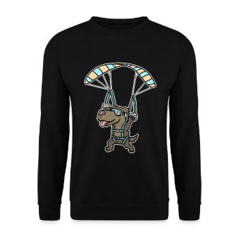 Gleitschirmfliegen Hund - Unisex Pullover - Schwarz - Vorne - Alina (178cm) & Michal (187cm)