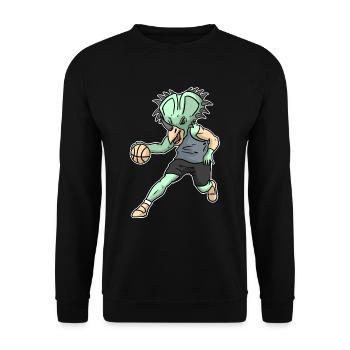 Cadeau de sport de dinosaure de basket-ball de Triceratops - Sweat-shirt Unisexe - noir - Devant - Alina (178cm) & Michal (187cm)