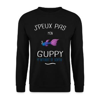 guppy aquariophile aquarium aquariophilie cadeau - Sweat-shirt Unisexe - noir - Devant - Alina (178cm) & Michal (187cm)