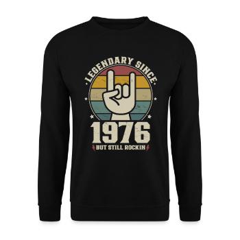 Jahrgang 1976 geboren Legendär 1976 Geburtstag - Unisex Pullover - Schwarz - Vorne - Alina (178cm) & Michal (187cm)