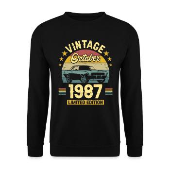 Vintage October 1987 35 Years Anniversary - Unisex Sweatshirt - black - Front - Alina (178cm) & Michal (187cm)