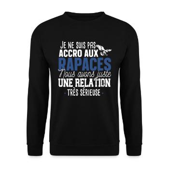 Rapace Oiseau Proie Aigle Faucon Cadeau Fauconnier - Sweat-shirt Unisexe - noir - Devant - Alina (178cm) & Michal (187cm)