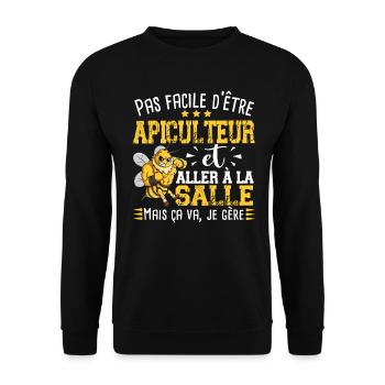 Apiculteur Abeille Sport Musculation Cadeau Salle - Sweat-shirt Unisexe - noir - Devant - Alina (178cm) & Michal (187cm)
