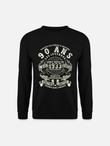 90 ans - anniversaire 1933 - Sweat-shirt Unisexe - noir