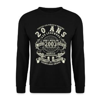 20 ans - anniversaire 2003 - Sweat-shirt Unisexe - noir - Devant - Alina (178cm) & Michal (187cm)