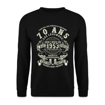 70 ans - anniversaire 1953 - Sweat-shirt Unisexe - noir - Devant - Alina (178cm) & Michal (187cm)