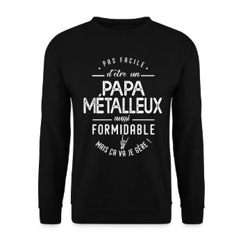 Papa métalleux Métal Music heavy metal - Sweat-shirt Unisexe - noir - Devant - Alina (178cm) & Michal (187cm)