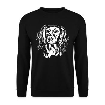 Langhaardackel Portrait Hunde Hund Wilsigns - Unisex Pullover - Schwarz - Vorne - Alina (178cm) & Michal (187cm)