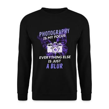 photography is my focus everything else is a blur - Unisex Sweatshirt - black - Front - Alina (178cm) & Michal (187cm)