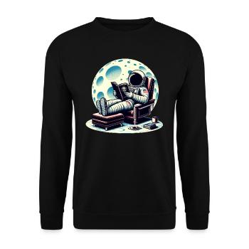 Astronaute lisant un livre dans l’espace - Sweat-shirt Unisexe - noir - Devant - Alina (178cm) & Michal (187cm)