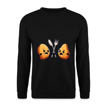 Chicken Nuggets Lustige Nuggets Bild - Unisex Pullover - Schwarz - Vorne - Alina (178cm) & Michal (187cm)