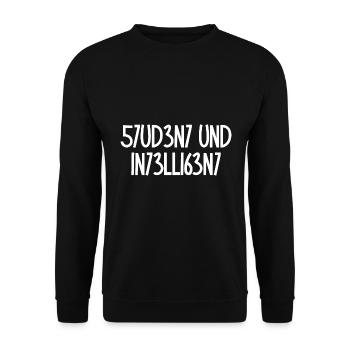 Student und Intelligent / Kryptisch, Party Spruch - Unisex Pullover - Schwarz - Vorne - Alina (178cm) & Michal (187cm)