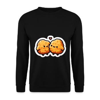 Cute Chicken Nuggets Heart Valentines Day - Unisex Sweatshirt - black - Front - Alina (178cm) & Michal (187cm)