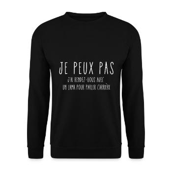 je peux pas lama parler carrière - Sweat-shirt Unisexe - noir - Devant - Alina (178cm) & Michal (187cm)