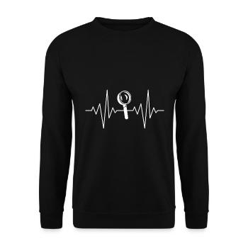 My Heart Sleeps for Magnifying Glass Design - Unisex Sweatshirt - black - Front - Alina (178cm) & Michal (187cm)