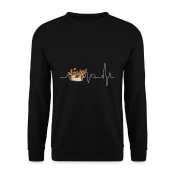 Kanadische Poutine Pommes Frites Mittagessen - Unisex Pullover - Schwarz - Vorne - Alina (178cm) & Michal (187cm)