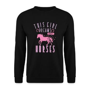 Pink horse for girls - Unisex Sweatshirt - black - Front - Alina (178cm) & Michal (187cm)