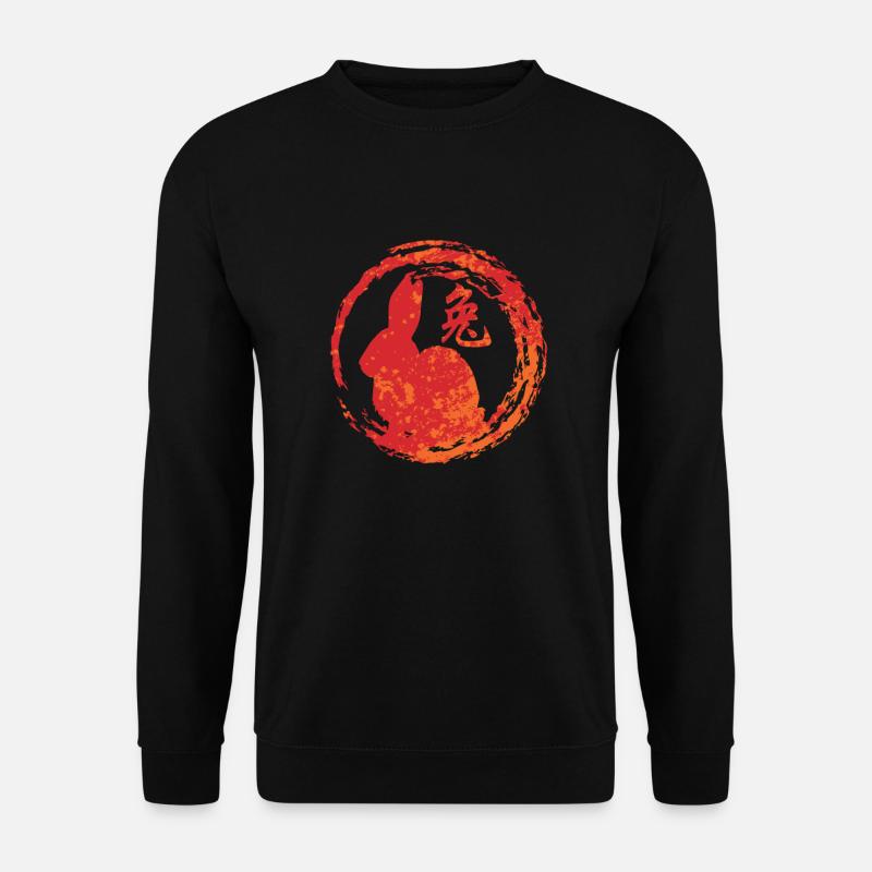 Hase chinesisches Tierkreiszeichen - Unisex Pullover - Schwarz