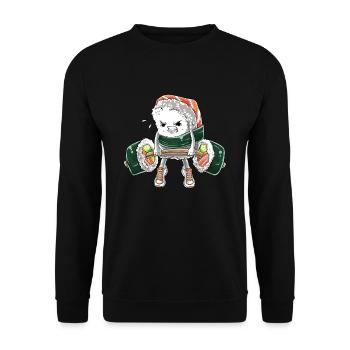 Lustige Kawaii Sushi Fitness Workout Gym Bodybuild - Unisex Pullover - Schwarz - Vorne - Alina (178cm) & Michal (187cm)