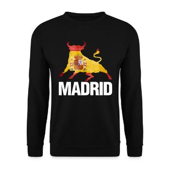 Madrid Hauptstadt von Spanien andc Elegante Boulevards Fu - Unisex Pullover - Schwarz - Vorne - Alina (178cm) & Michal (187cm)