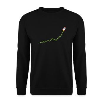 Internet gegen Wallstreet Kurs Rakete To The Moon - Unisex Pullover - Schwarz - Vorne - Alina (178cm) & Michal (187cm)