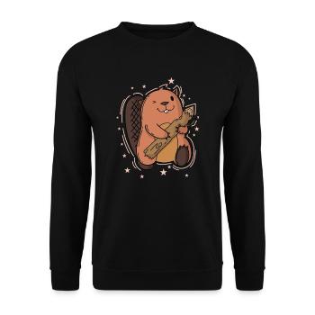 Castors avec son bois - Sweat-shirt Unisexe - noir - Devant - Alina (178cm) & Michal (187cm)