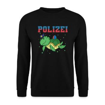 Polizei Schildkröte mit Polizeimütze und als Auto - Unisex Pullover - Schwarz - Vorne - Alina (178cm) & Michal (187cm)