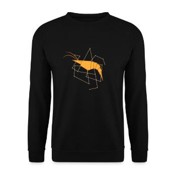 Origami shrimp as paper form - Unisex Sweatshirt - black - Front - Alina (178cm) & Michal (187cm)