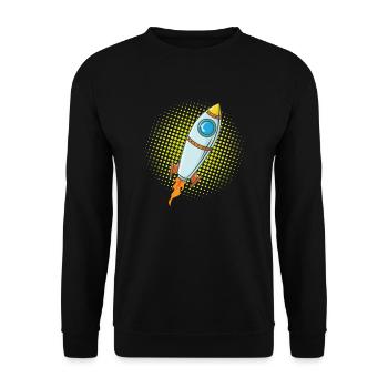 Moon Rocket Spaceship Comic Missile - Unisex Sweatshirt - black - Front - Alina (178cm) & Michal (187cm)