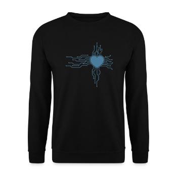 Herz mit Elektronik Beruf Technik Strom - Unisex Pullover - Schwarz - Vorne - Alina (178cm) & Michal (187cm)