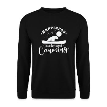 Happiness is a Day spent Canoeing Kayak - Unisex Sweatshirt - black - Front - Alina (178cm) & Michal (187cm)