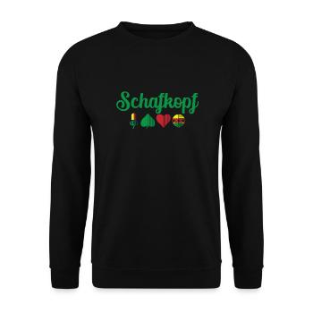Schafkopf Farben vom deutschen Blatt Spielkarten - Unisex Pullover - Schwarz - Vorne - Alina (178cm) & Michal (187cm)