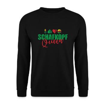 Schafkopf Queen Kartenspiel Spielkarte - Unisex Pullover - Schwarz - Vorne - Alina (178cm) & Michal (187cm)