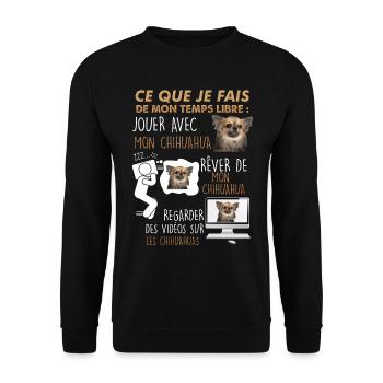 Chien Chihuahua Humour Homme Et Femme - Sweat-shirt Unisexe - noir - Devant - Alina (178cm) & Michal (187cm)